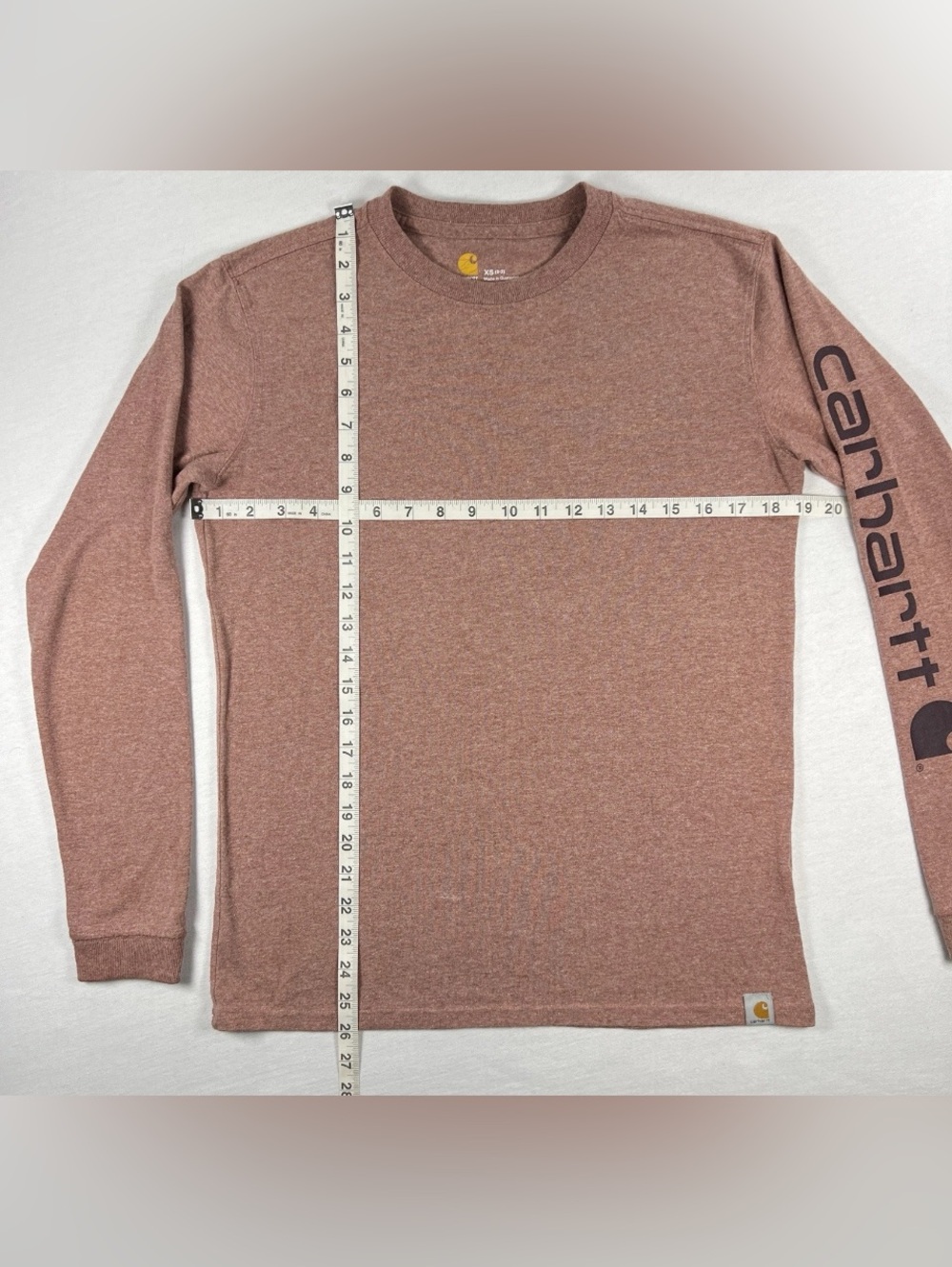 Carhartt Womens XS 0-2 Long Sleeve T-Shirt Rose Tint Pink Long Sleeve Logo Soft - Picture 5 of 7